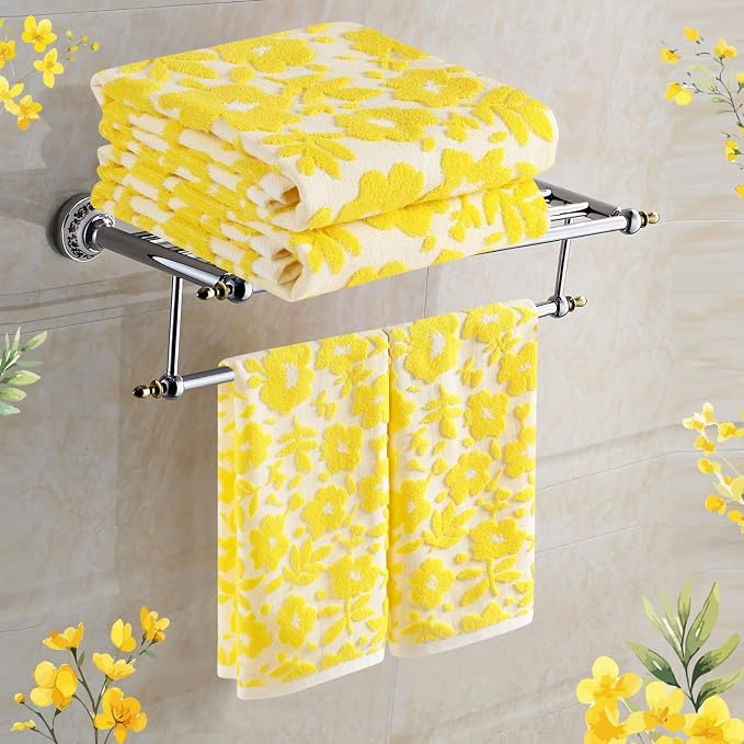 Quera 2 Pack Hand Towels Spring Summer Yellow Flower Sunflower Farmhouse Cotton Bathroom Decorative Towels Set for Drying, Cleaning, Cooking, Holiday 13.7'' x 29.5''
