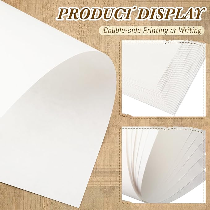 Epakh 100 Pcs Old Age Parchment Paper 8.5 x 11 Inch Standard Letter Vintage Colored Old Parchment Semblance Double Side Printing Paper (White)