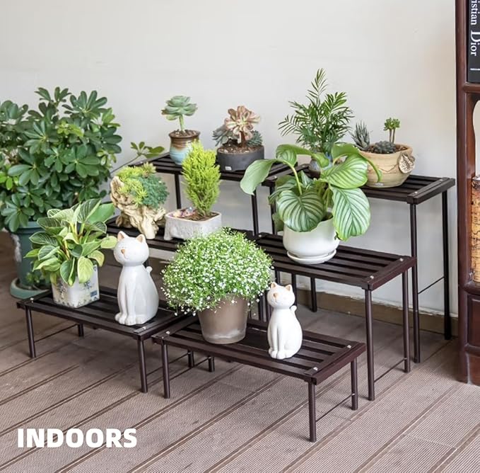 Metal Plant Stand, Rust-proof Aluminum Flower Pot Stand, Plants Display Stands Decoration Racks for Living Room Balconies and Gardens (60 Ebony)