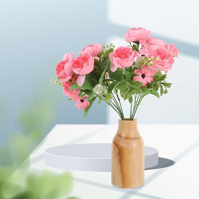 Rustic Wooden Dried Flower Vase with Corrosion Resistant Pine Wood Simple Elegant Home Decor Vase for Table Centerpieces Dining Office and DIY Floral Arrangements