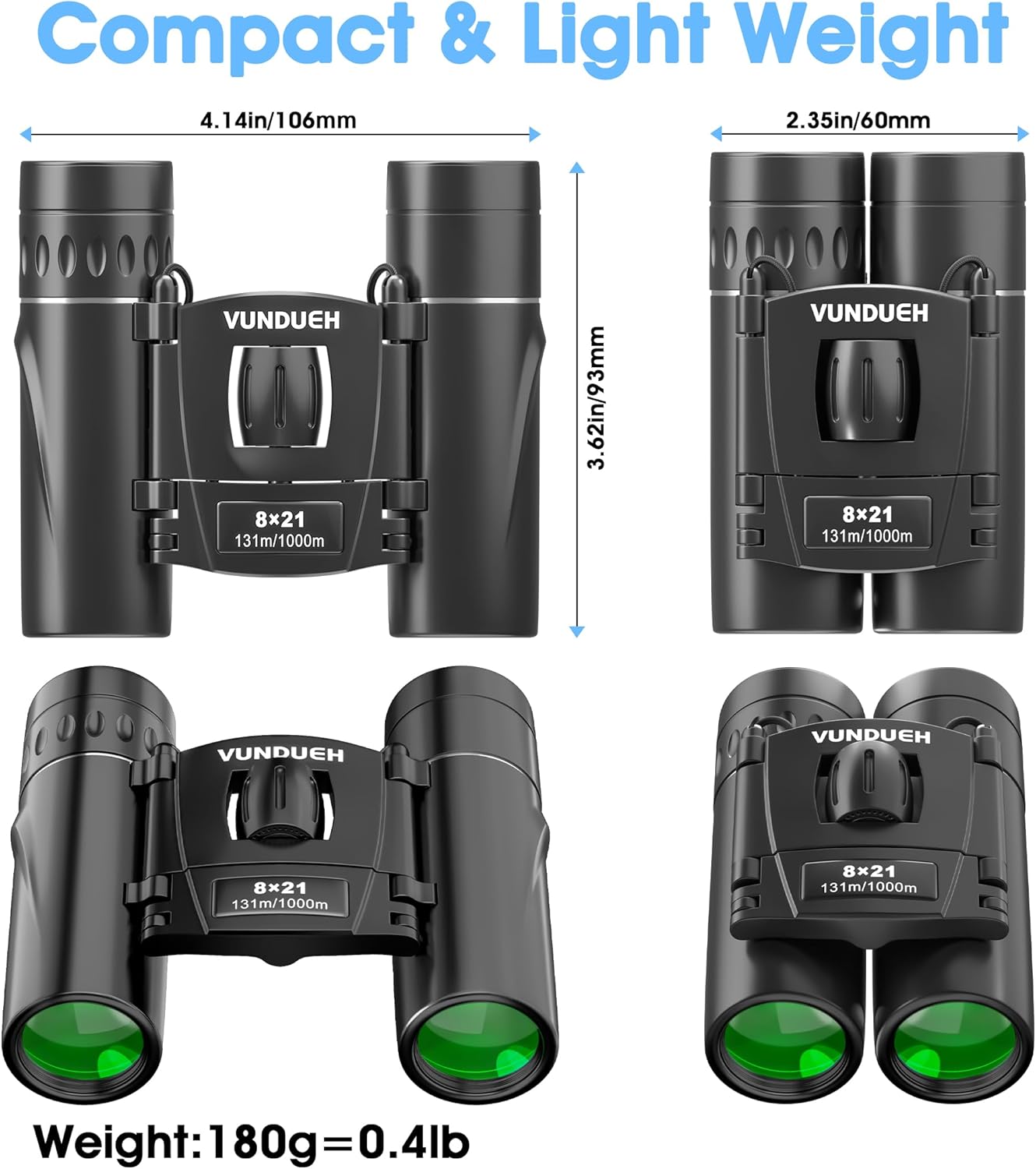 Skiennix Mini Compact Binoculars - Waterproof High-Powered Easy Focus for Bird Watching & Travel