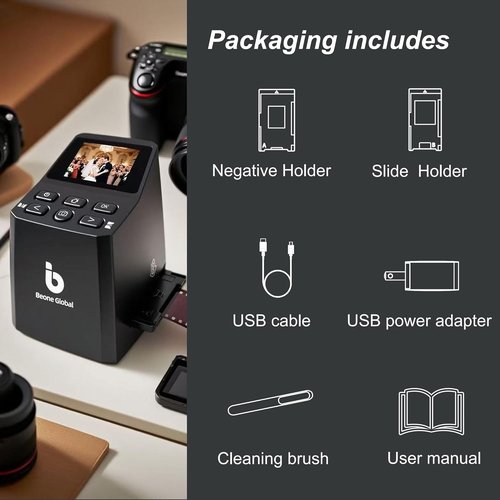 BEONEGLOBAL ClearScan MINI Film Scanner - 16MP Slide & Film Digitizer with 2.31" LCD Screen | Converts 35mm/135/126 Film to Digital Photos