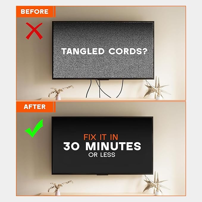 9-Inch in-Wall Media Box Recessed TV Cable Management Kit, Enclosure for Home Theater, Compatible with Roku Apple TV & Samsung One Connect, WiFi Friendly (White)