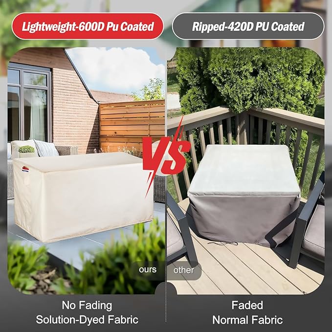Youlvy Fire Pit Cover Rectangular 54 Inch - Waterproof Outdoor Fire Table Cover Rectangle Heavy Duty, 600D Patio Propane Gas Firepit Cover Rectangular Tear Weather Resistant - 54 x 22 x 24 Inch Beige