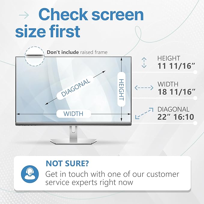 VINTEZ 22 Inch 16:10 Privacy Screen for Computer Monitor and Laptop - Anti Glare Protector Film Blue Light Filter Eye Protection - Computer Screen Privacy Shield, [1 Pack]