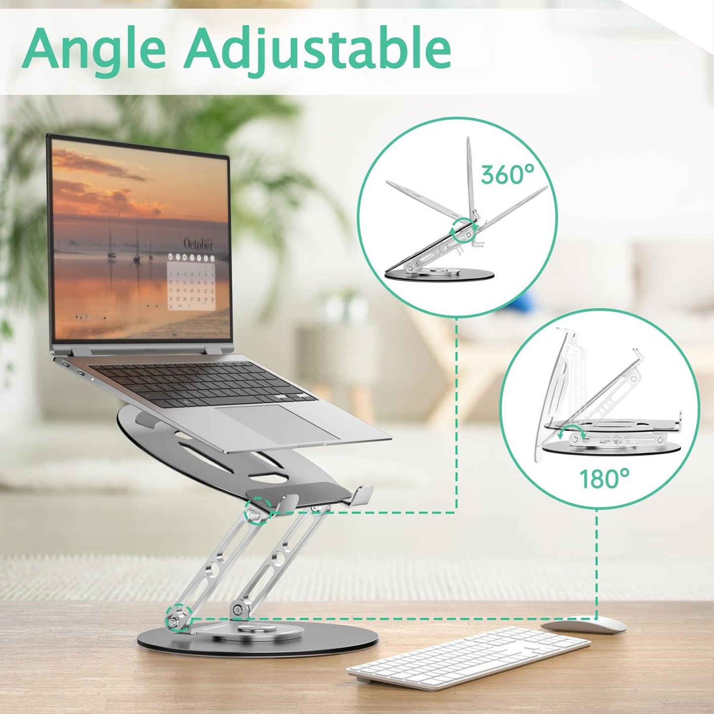 Skiennix Laptop Stand - Adjustable Ergonomic Riser with 360° Rotating Base | Fits MacBook Pro & Air