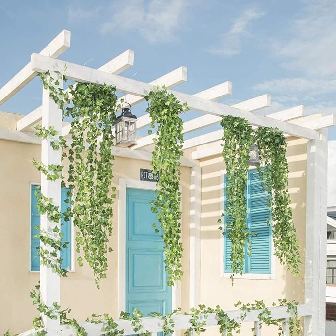 84 Feet Artificial Ivy Leaf Plants Fake Vine Hanging Garland Greenery Foliage for Home Kitchen Garden Office Wedding Wall Decor (Ivy/12 Strands)