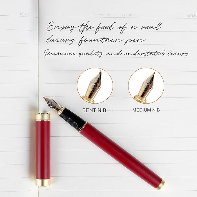 Zalantan Fountain pen,Luxury pen,Nice pen gift pure copper heavy feel Office Executive Pen Smooth Writing Pens for Men Funcy Pens with Gift Case 10 black cartridges medium nib (Blue)