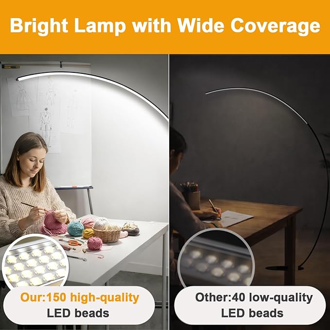 Dimmable LED Lamps for Living Room with 3 Color Temperatures, Ultra Bright 2000LM Arc Floor Lamps, Modern Standing Tall Lamp with Remote Control Reading Floor Lamp for Bedroom Office Classroom
