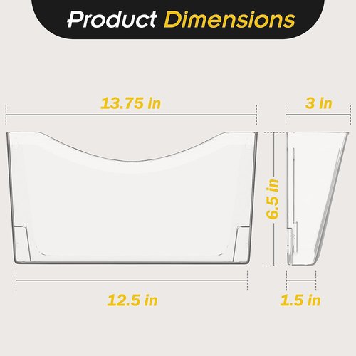 Kuntine.B Clear Single Pocket File Holder - 3 Pack Wall Organizer for Mails & Magazines | Office & Home Use