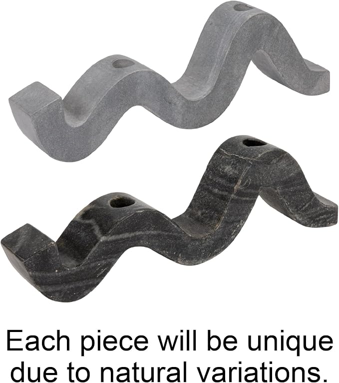 Bloomingville Marble Wave Double Taper Candle Holder, Grey