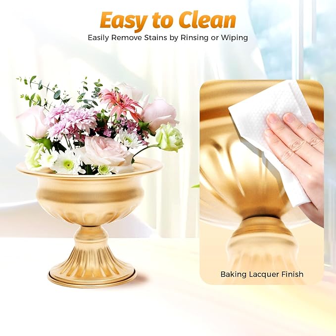 Gold Vases for Centerpieces & Table Centerpiece Decor, 10 Pcs Mini Metal Floral Vase Set with 4.72 Inch Height, Wedding Birthday Party Anniversary DecoRodentive Centerpiece Arrangements