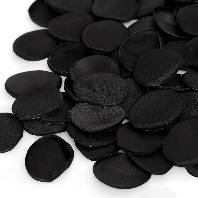 TINGE TIME 200pcs Rose Petals and Fake Roses Artificial Flowers for Wedding Decor, Bridal Shower, Party Decoration - Silk Flower Petals Bulk Pack (Black)