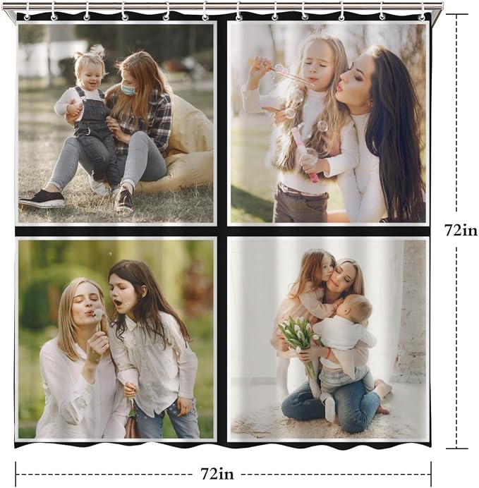 Personalized Shower Curtain Set Custom Photo Shower Curtains Modern Minimalist Home Bathroom Curtain Decor with 12 Hooks 72 Inch Wide * 72 Inch High