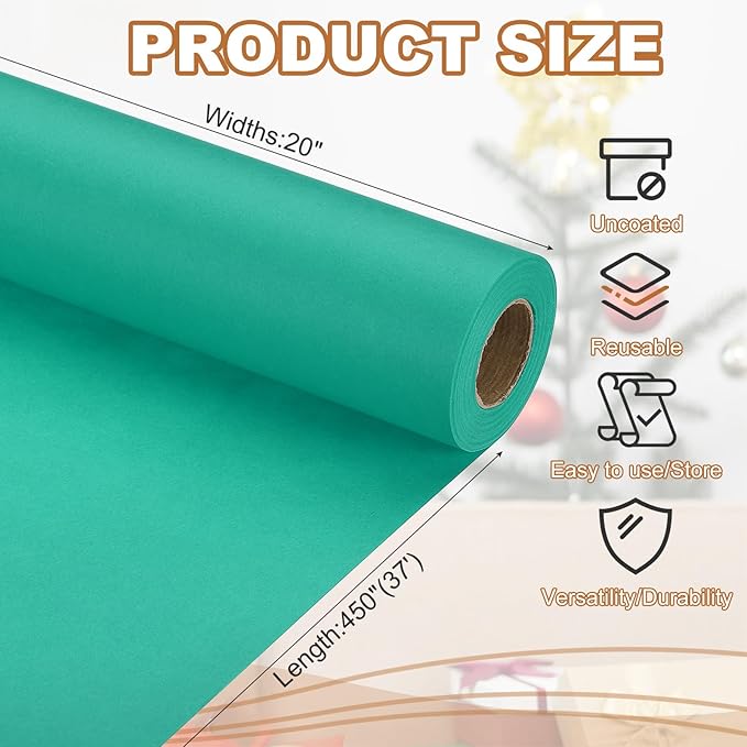 PATIKIL Wrapping Paper, 20" x 450"(37') 70 GSM Craft Paper Roll Kraft Packing Paper for Poster Bulletin Board, Gift Wrapping, Grass Green