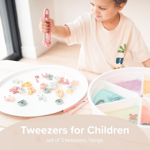 Inspire My Play Coral Silicone Mini Tongs for Kids - Fine Motor Skills Development | Toddler Sensory Toy