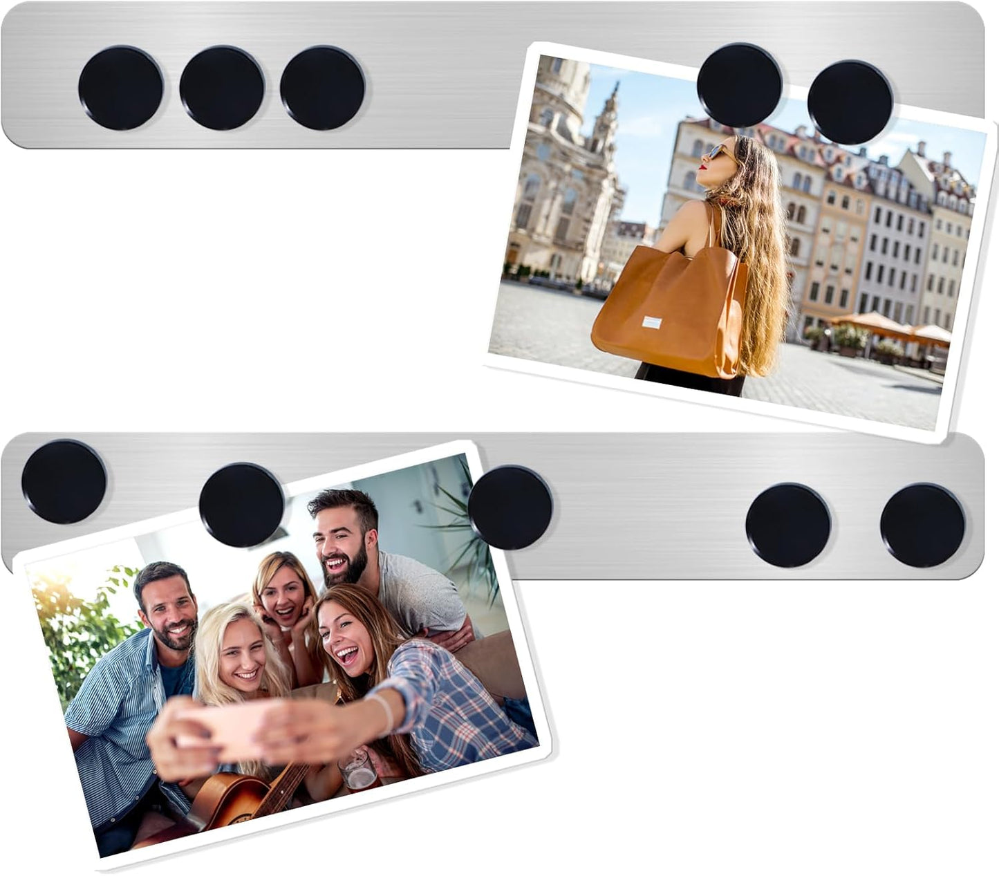 ZDZBLX Magnetic Board Set - Frameless Stainless Steel Strips with Adhesive Backing | 2 Pcs for Home, Office, Kitchen Use, Includes 10 Black Magnets
