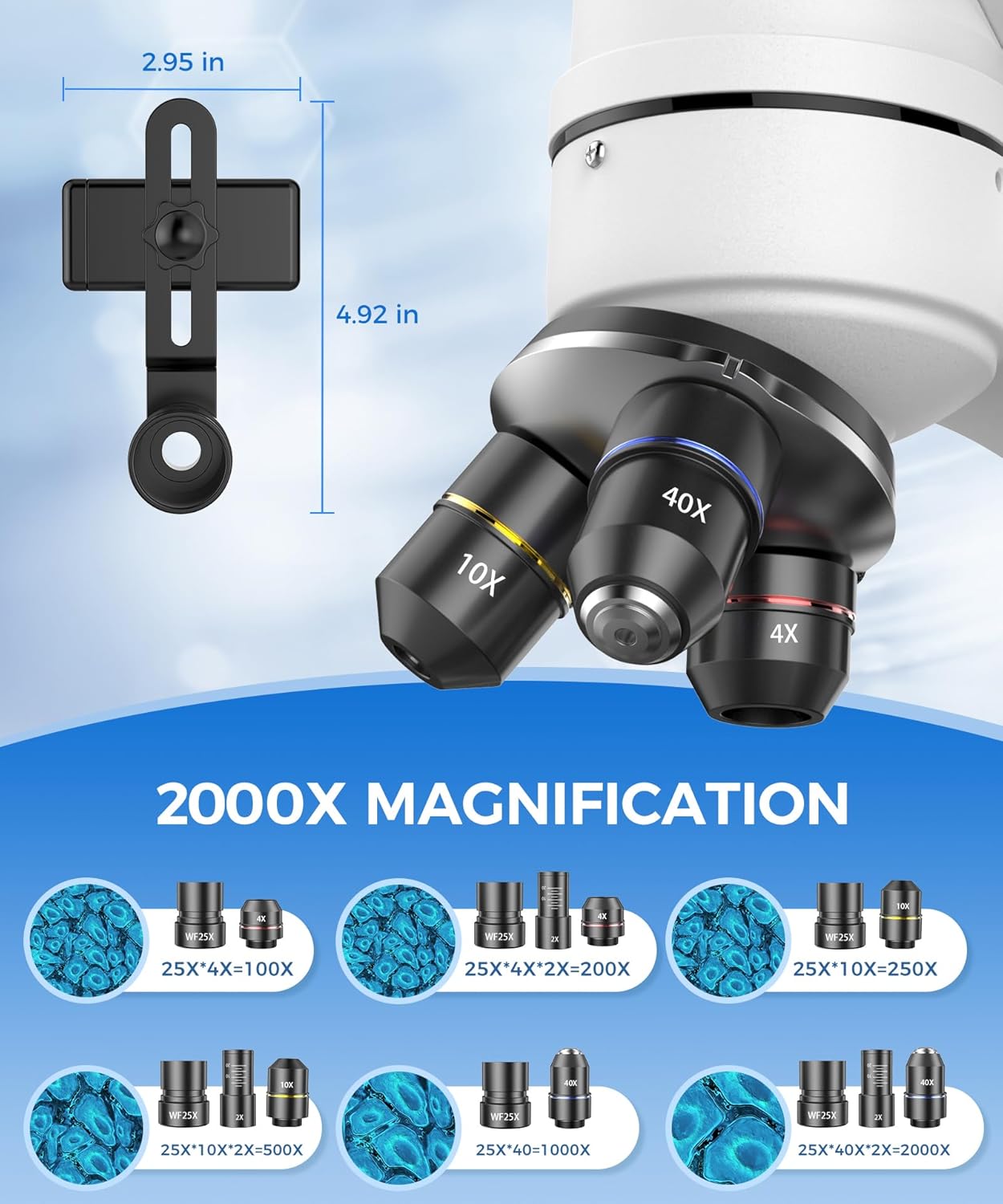 Skiennix Compound Binocular Microscope - 40X-2000X Magnification with LED Illumination | Ideal for Lab, School & Home Education