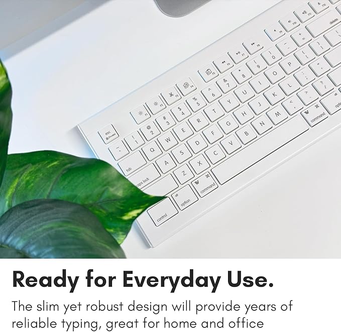 Macally Full Size USB Wired Keyboard for Mac and PC - Plug & Play Wired Computer Keyboard - Compatible Apple Keyboard with 15 Shortcut Keys for Easy Controls & Navigation of Macbook Pro/Air, iMac