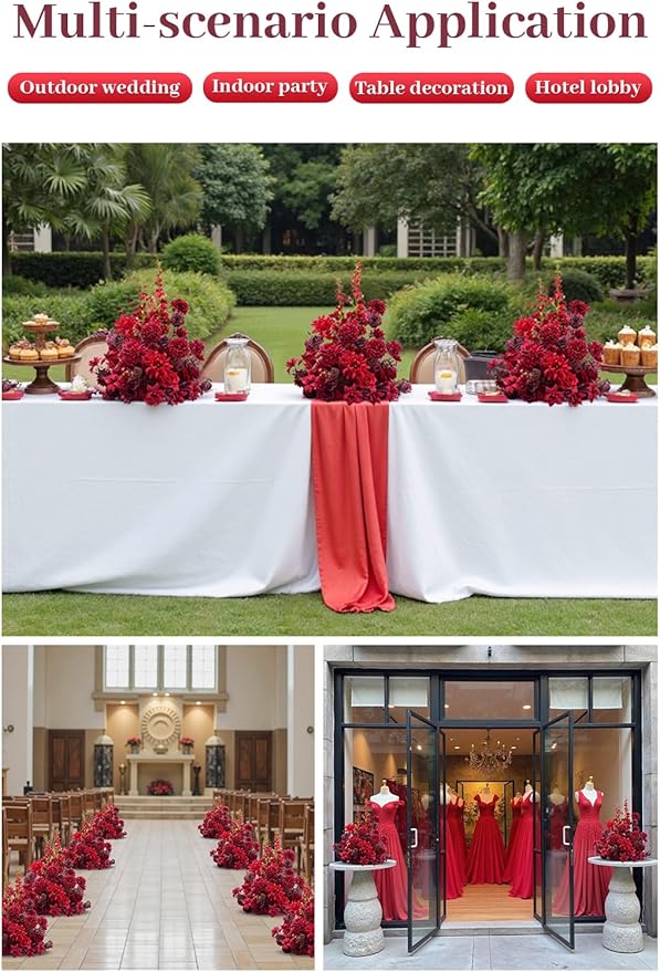 2pcs 19inch Red Free Standing Flowers Ball Bouquet Artificial Rose Arrangements Balls for Wedding Centerpieces Tables Chair Aisle Runner Flowers Decorations