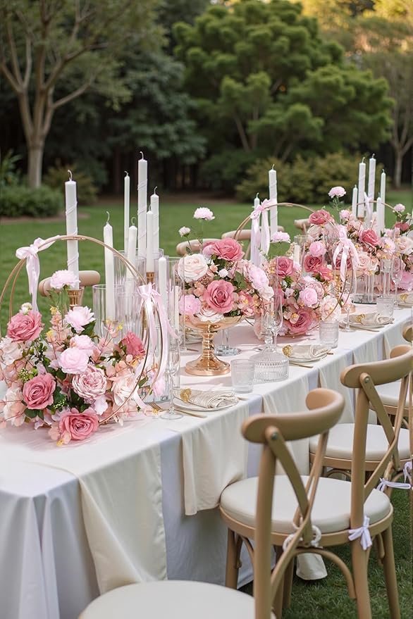 2pcs 17inch Pink Free Standing Flowers Ball Bouquet Artificial Rose Arrangements Balls for Wedding Centerpieces Tables Chair Aisle Runner Flowers Decorations