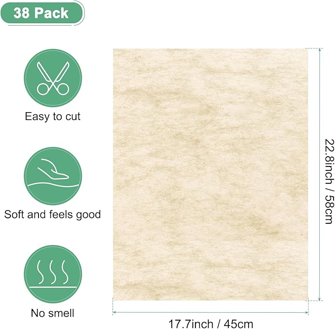 M METERXITY 38-Sheet Korean Cotton Wrapping Flower Paper, 22.8x17.7 Inch/ 58x45cm Waterproof Floral Wrapping Cotton Paper for Bouquets/Gift Packaging [Khaki]