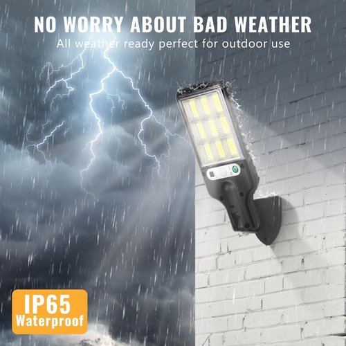 Flumy Solar Powered Outdoor Street Lights - 108 Motion Sensor Flood Lights, 6500K, IP65 Waterproof | 4 Pack