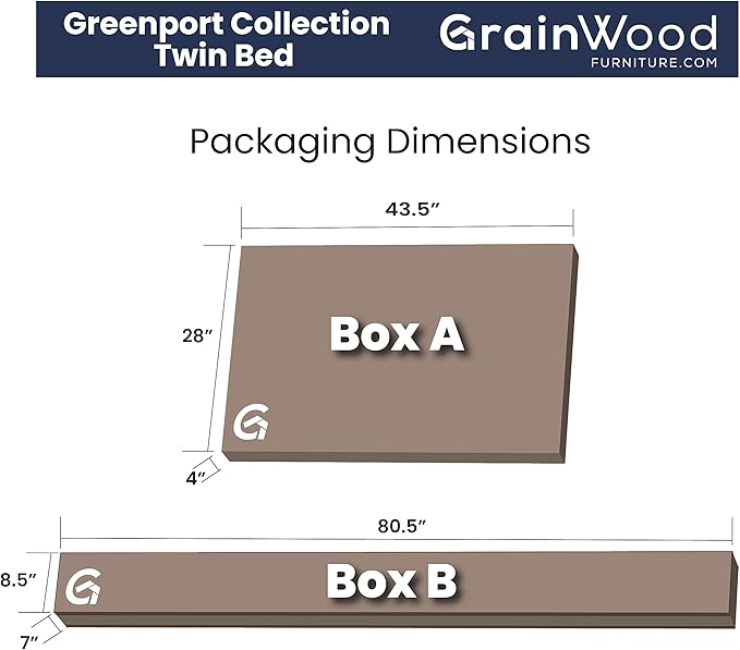 Grain Wood Furniture Greenport Solid Wood Platform Bed, Twin Size, Brushed Grey