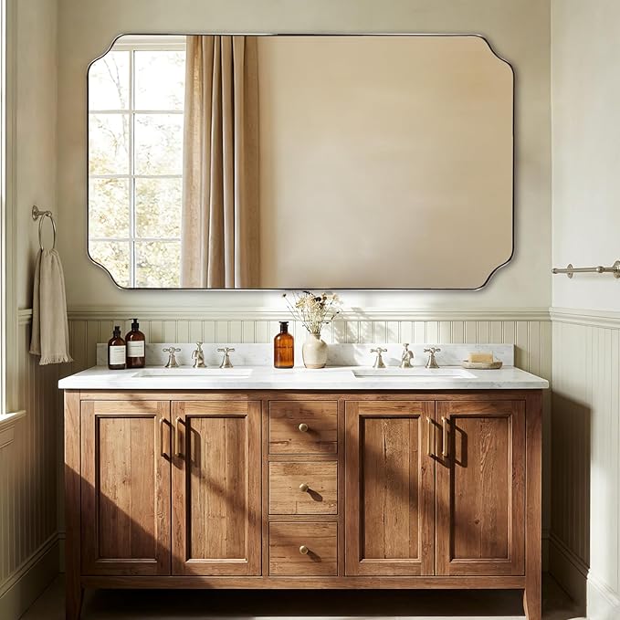 ANDY STAR 36"x60" Large Bathroom Mirror, Brushed Nickel Rectangle Mirror for Bathroom Vanity, Full Length Wall Mirror with Rust-Proof Stainless Steel Frame, Hangs Vertically or Horizontally