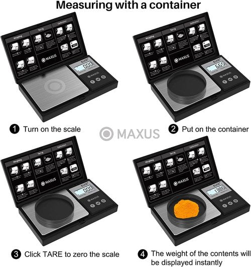 MAXUS Digital Pocket Gram Scale - High Precision 500g x 0.01g | Ideal for Food, Jewelry & Grains with LCD Display