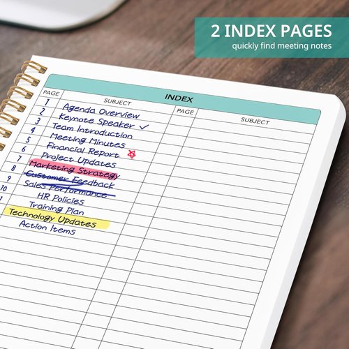 Regine Switzerland Meeting Notebook - Work Organization Planner with Action Items | Yellow Office Supplies