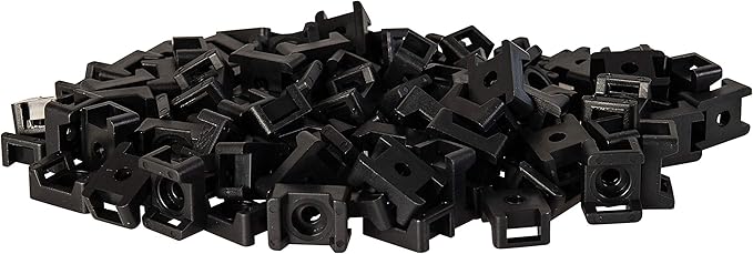 GTSE 8 Inch black Zip Ties, Saddle Mounts and Self Tapping Screws Set, 100 Pack Cable Ties, 50lb Strength, UV Resistant Strong Self-Locking Tie Wraps