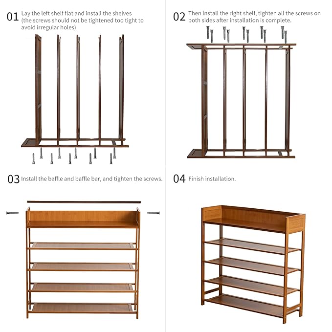 SOBIBO Bamboo Shoe Rack Organizer, 5 Tier Shoe Shelf Storage Organizer, for Entryway, Hallway, and Closet (Brown-39)