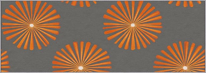 Mid Century Modern Runner Rug 3x9, Sunburst Starburst Design, Retro Geometric Area Rug, Washable Carpet Runner for Bedroom, Standard Hallways, Kitchen Walkway, Dining Room Sideboard