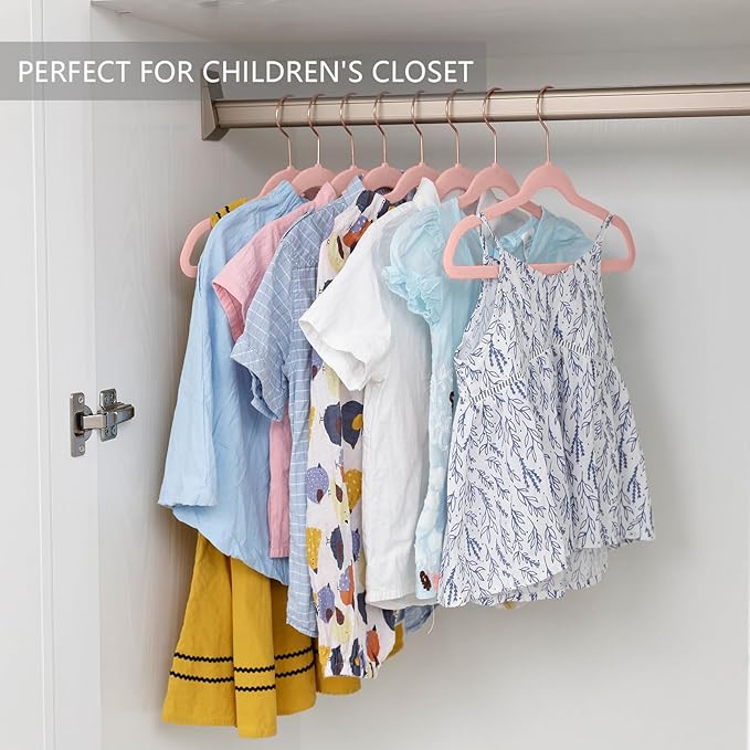 MIZGI Kids Velvet Hangers,Non-Slip Big Kids Hangers,14 Inch Hangers for Youth,Teen Clothes,Pack of 50