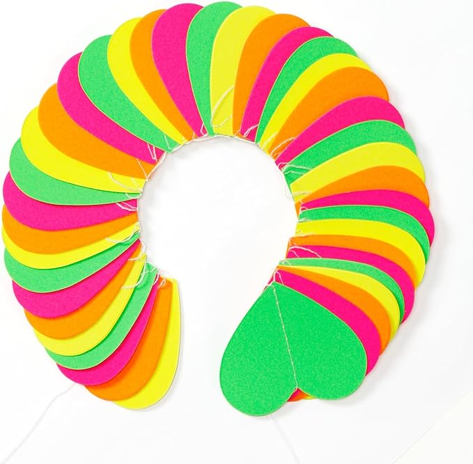 UV Neon Party Decorations Heart-Garland - 52ft Glow in The Dark Supplies,80s Hanging Streamers Banner,Girl Romantic Wedding Anniversary Baby Bridal Shower Engagement Decor Panduola