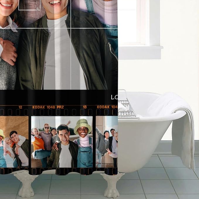 Personalized Shower Curtain Set Custom Photo Shower Curtains Modern Minimalist Home Bathroom Curtain Decor with 12 Hooks 72 Inch Wide * 72 Inch High