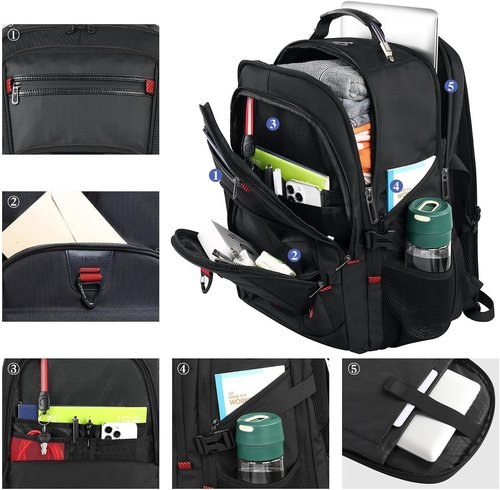 Lifetime Warranty Extra Large Travel Backpack - 52L Capacity, Anti-Theft Design, Water Resistant | Black