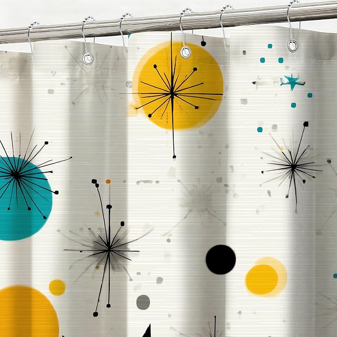 Mid Century Shower Curtain Cute Cats Shower Curtains for Bathroom Waterproof Fabric Bath Curtain Decor with Hooks