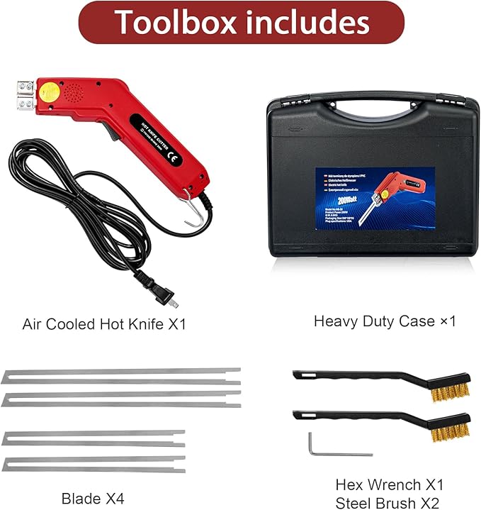 Toemics Electric Hot Knife Foam Cutter – 200W Styrofoam Cutting Tool, 4 Adjustable 50-500°C Blades for Polystyrene, Sponge, Crafts, and Insulation (Red)