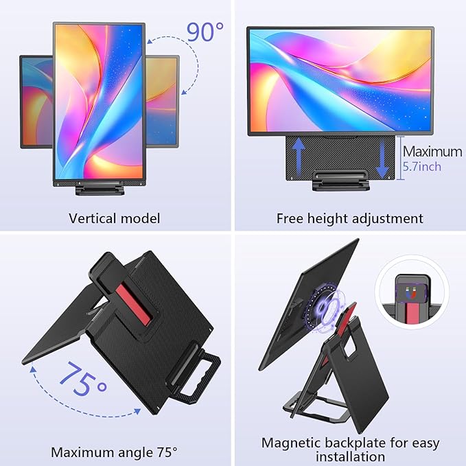 23.8" Large Portable Monitor, 2.5K QHD 180Hz Laptop Screen Extender, 150% RGB 178° IPS, Speakers & USB Hub for Office/Gaming with Kickstand, Travel Monitor for Laptop/PC/Mac/Xbox, VESA USB-C & HDMI