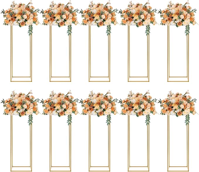 10Pcs Wedding Centerpiece Flower Stand for Table, 31 in Gold Metal Flower Vases for Wedding Table Decorations Events Party Display
