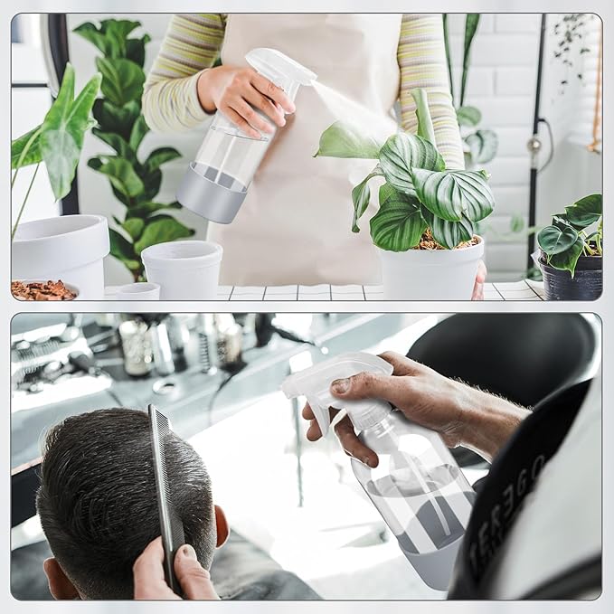 Glass Spray Bottles with Silicone Sleeve Protection, Empty 16 oz Refillable Containers, Reusable Spray Bottles with Adjustable Nozzle for Hair, Cleaning Solutions, Essential Oils 1 Pack Grey