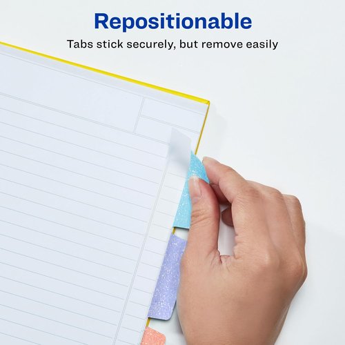 Avery Margin Ultra Tabs - 2.5" x 1" Pastel Sparkle Shimmer Designs | 16 Repositionable Page Tabs