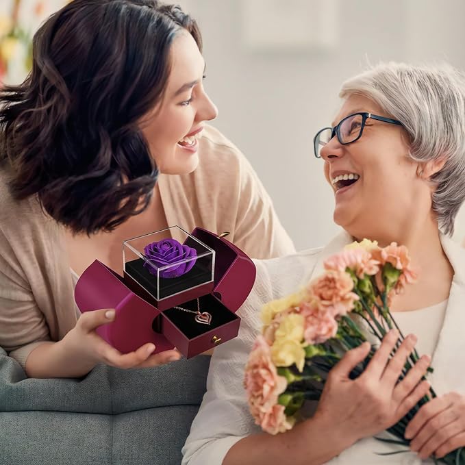 Preserved Purple Real Rose, Gifts for Mom, Wife, Girlfriend, Women, Her on Mothers Day, Birthday, Anniversary, Thanksgiving, Christmas, Valentines Day