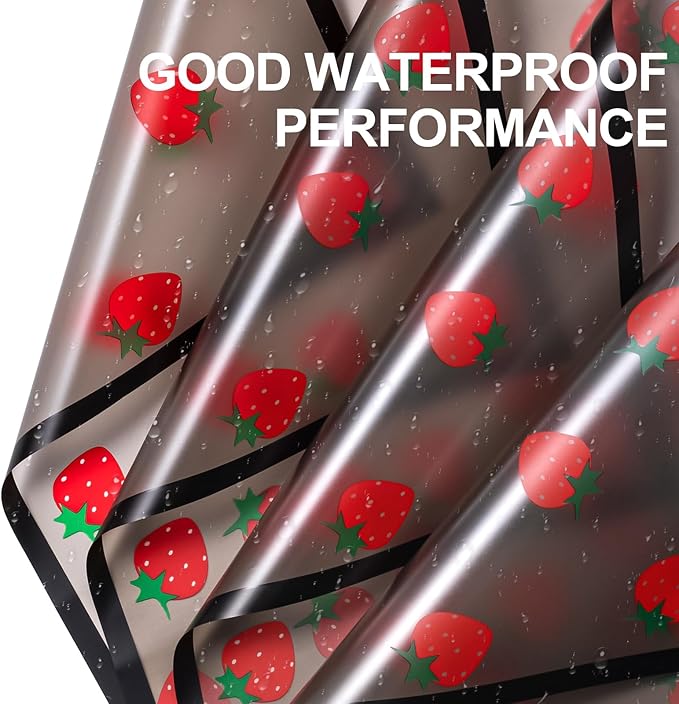 WRAPAHOLIC 20 Sheets Flower Wrapping Paper - 22.4 x 22.4 inch Black Strawberry Water-Resistant Floral Bouquet Wrapping Paper, Florist Supplies Packaging for Graduation Ceremony Gift DIY