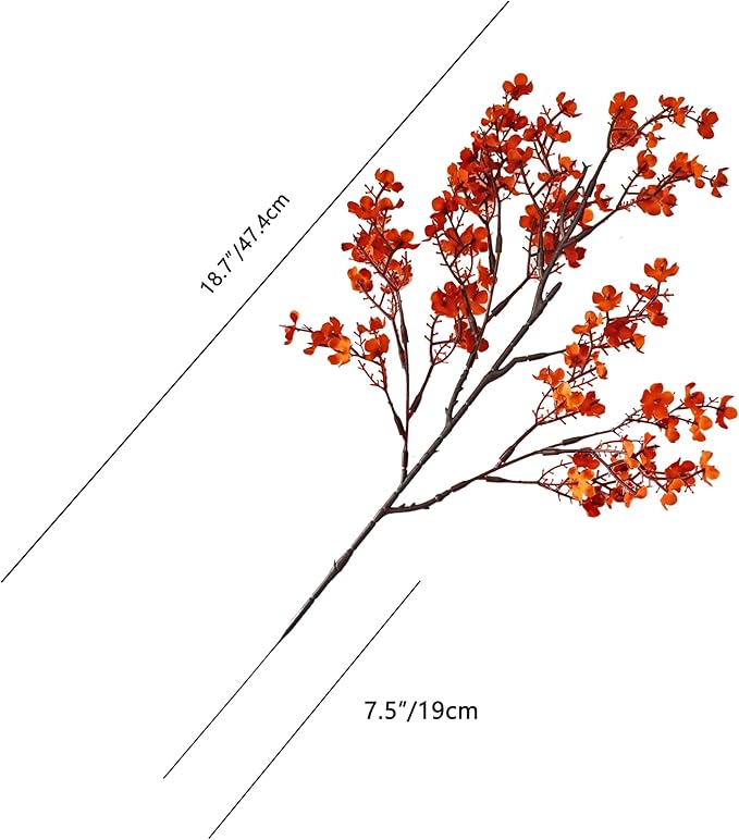 Mandy's Burnt Orange Artificial Baby’s Breath European Flowers 15 Bundles Silk Gypsophila with Bendable Stems for Fall Thanksgiving & Christmas Centerpiece Wedding Decor and Table Arrangements