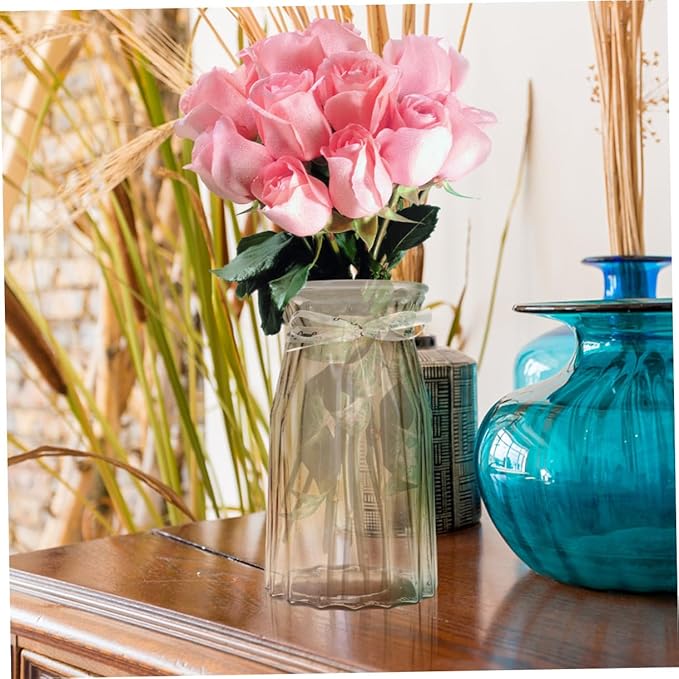 TOYANDONA Nordic Style Glass Vase Amber Hydroponic Bottle Decorative Flower Container for Desktop Home Office Festival Display with Premium Craftsmanship and Modern Minimalist Design