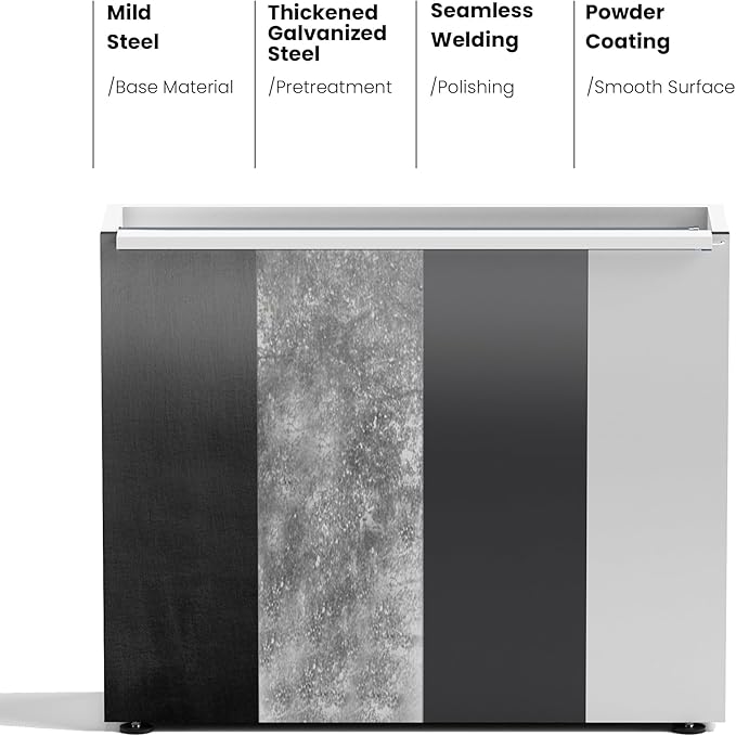 GSK White Metal Planter Box with LED Light Galvanized Versatile Rectagular Light Up Plant Trough Durable Indoor Outdoor Flower Container Porch Patio Tarrace Balcony Garden Home Office Commerical