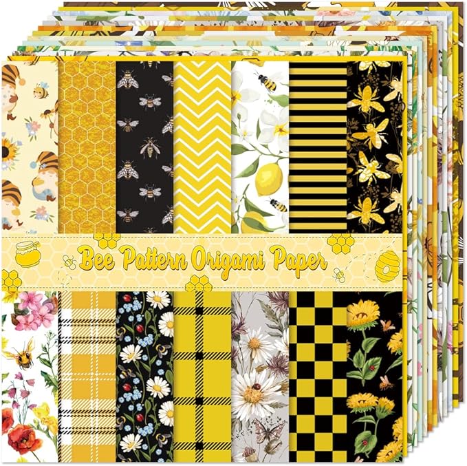 Square Origami Paper 6x6 Double Sided 50 Sheets 50 Colors 70GSM Origami Kit Japanese Chiyo Easy Fold Arts Crafts DIY Handwork Bee